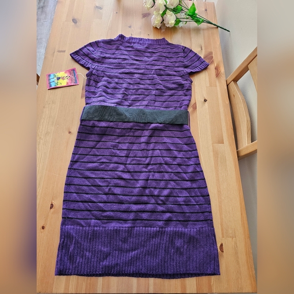 She's Cool -Women's Stripe Short Sleeve Shirt Dress Crew Neck Size L - Picture 6 of 8